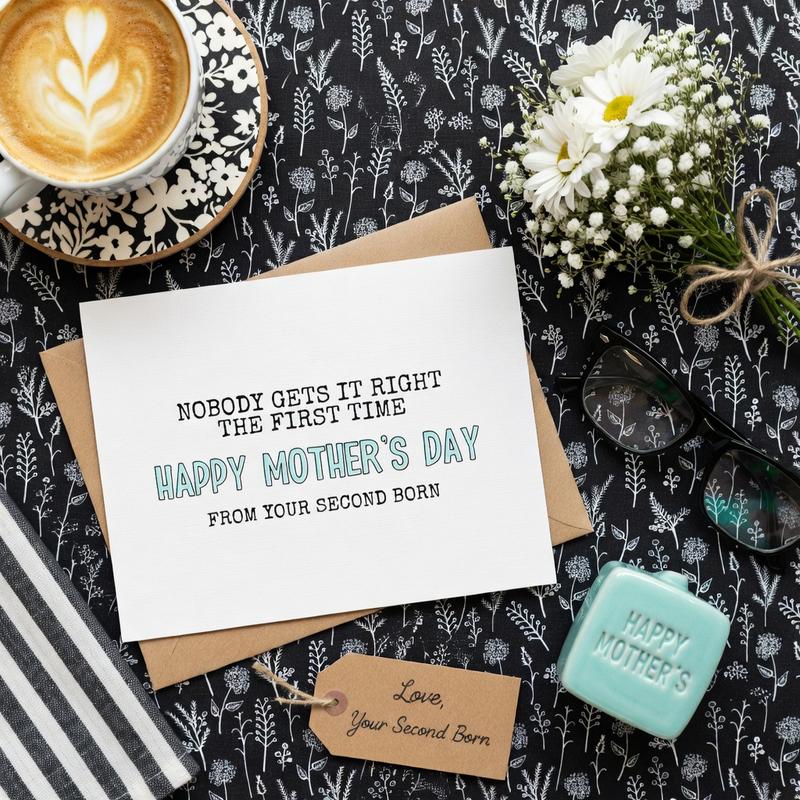 💐 Funny Mother’s Day Card: "Favorite Child" Gag Gift – 4x6 Blank Folded Cardstock – Personalize for Mom 🎈