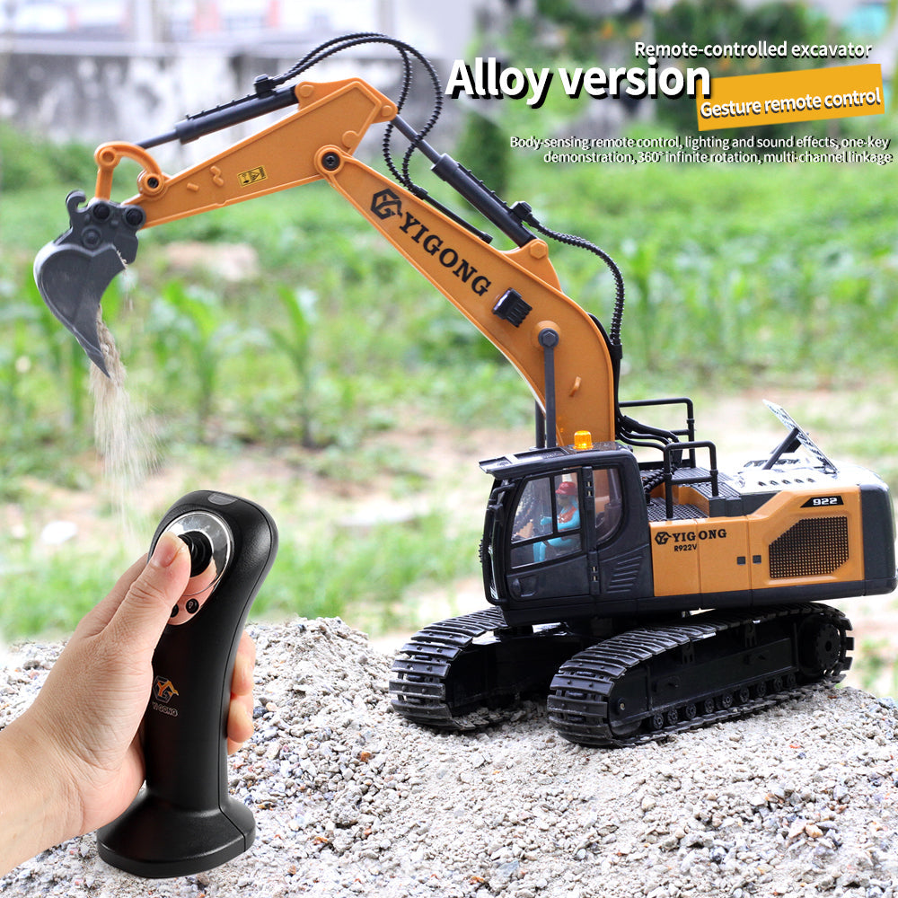 Tobouy Next-Gen RC Excavator 1/20 Scale  – Alloy Build, Body-Sensing Control, 360° Rotation