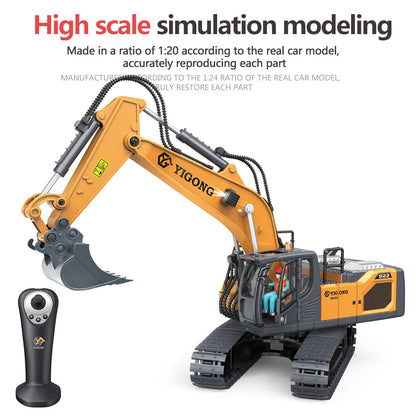 Tobfun Next-Gen RC Excavator 1/20 Scale  – Alloy Build, Body-Sensing Control, 360° Rotation