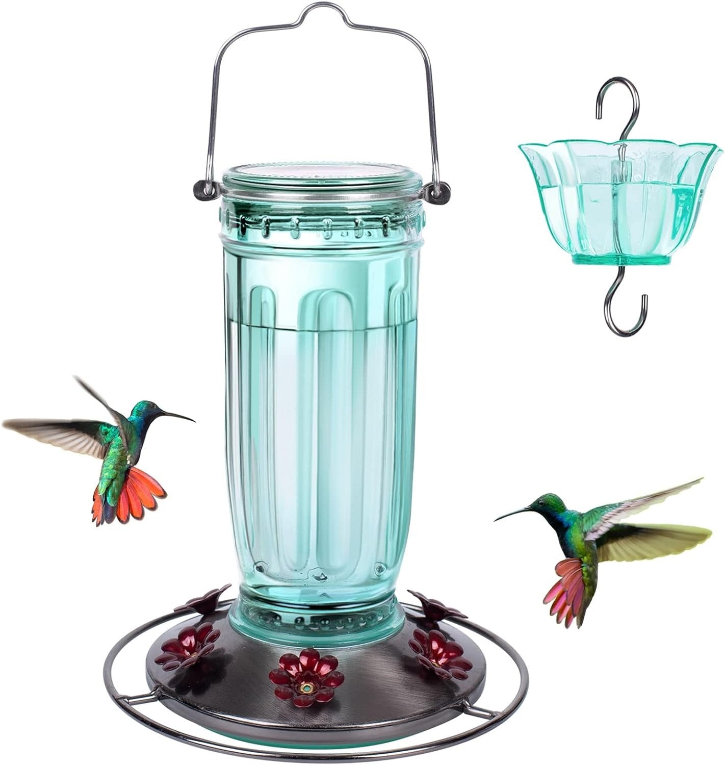 Hummingbird Season 2026 Hand-Blown Glass Feeder Leak-Proof Bee Guard-Hummingbird Feeders