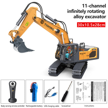 Tobfun Next-Gen RC Excavator 1/20 Scale  – Alloy Build, Body-Sensing Control, 360° Rotation