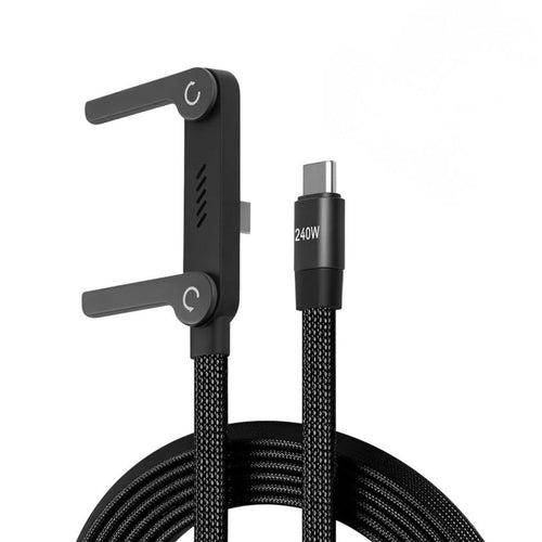 2-in-1 Braided Fast Charge Cable With Built-in Phone Stand
