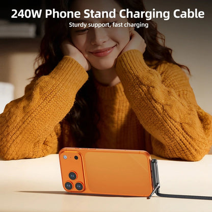 2-in-1 Braided Fast Charge Cable With Built-in Phone Stand