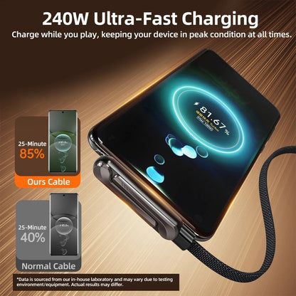 2-in-1 Braided Fast Charge Cable With Built-in Phone Stand