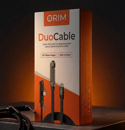 2-in-1 Braided Fast Charge Cable With Built-in Phone Stand