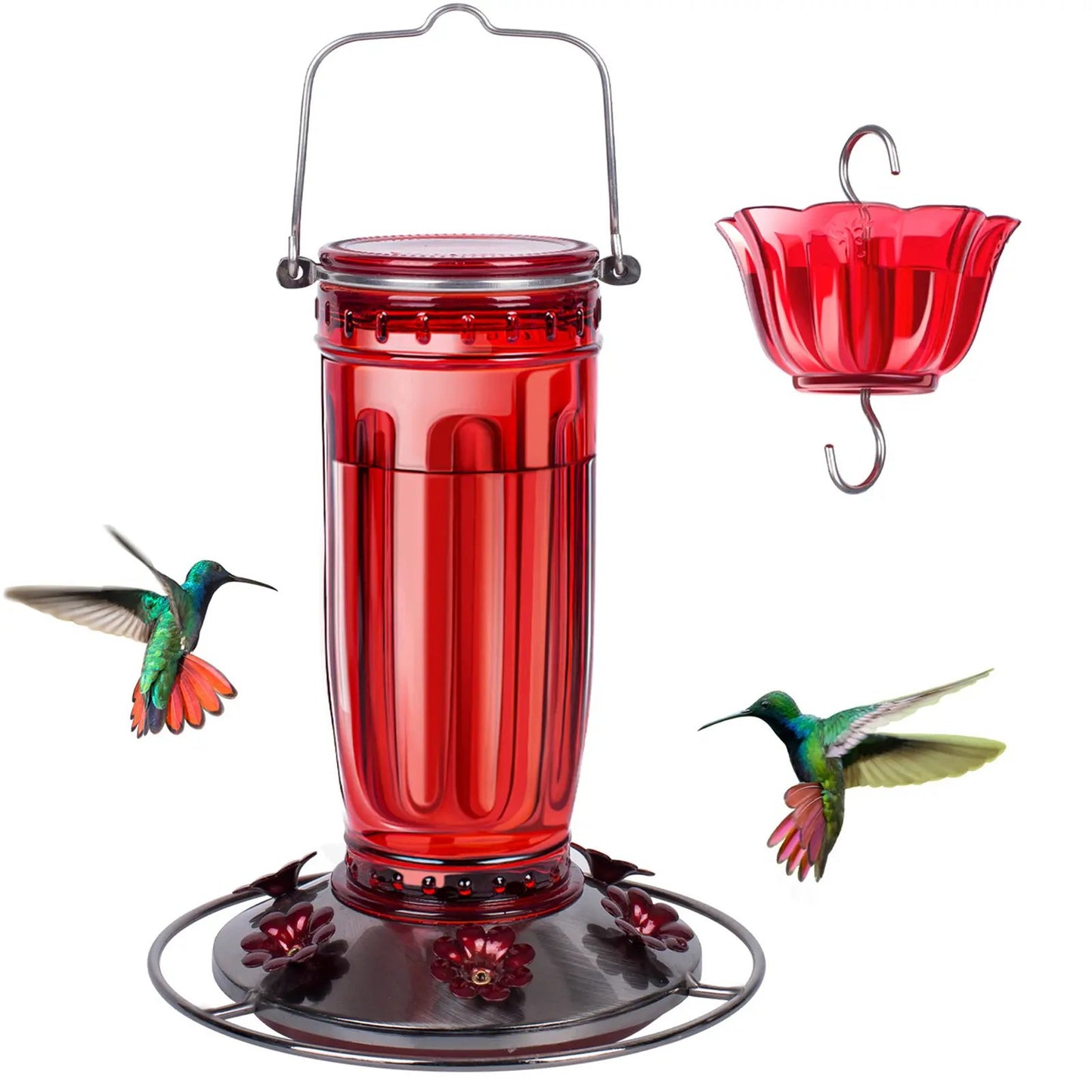 Hummingbird Season 2026 Hand-Blown Glass Feeder Leak-Proof Bee Guard-Hummingbird Feeders