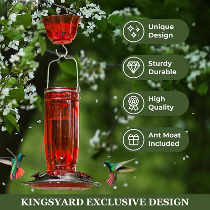 Hummingbird Season 2026 Hand-Blown Glass Feeder Leak-Proof Bee Guard-Hummingbird Feeders