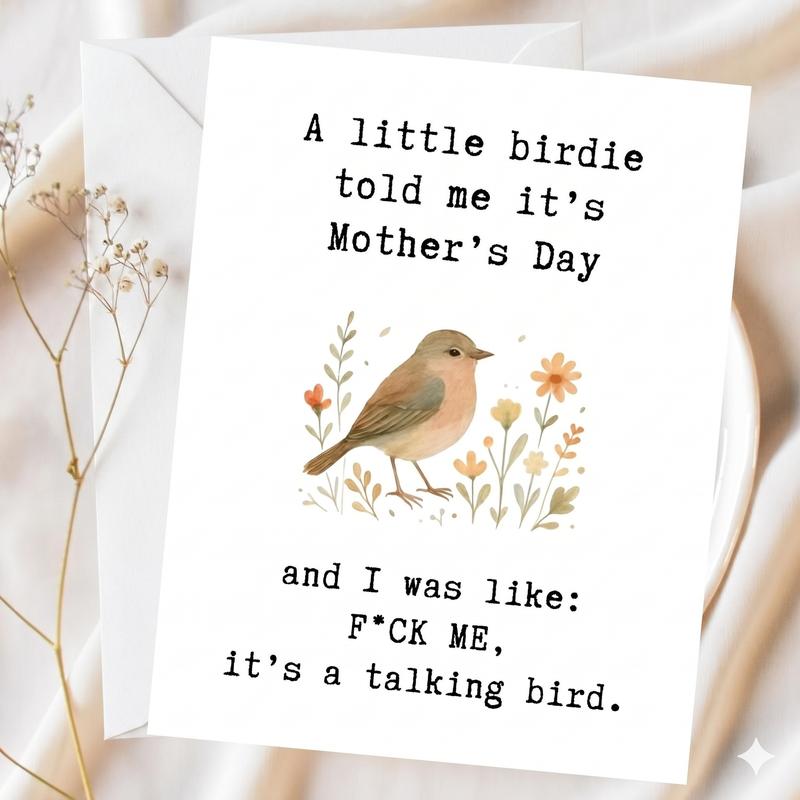 💐 Funny Mother’s Day Card: "Favorite Child" Gag Gift – 4x6 Blank Folded Cardstock – Personalize for Mom 🎈