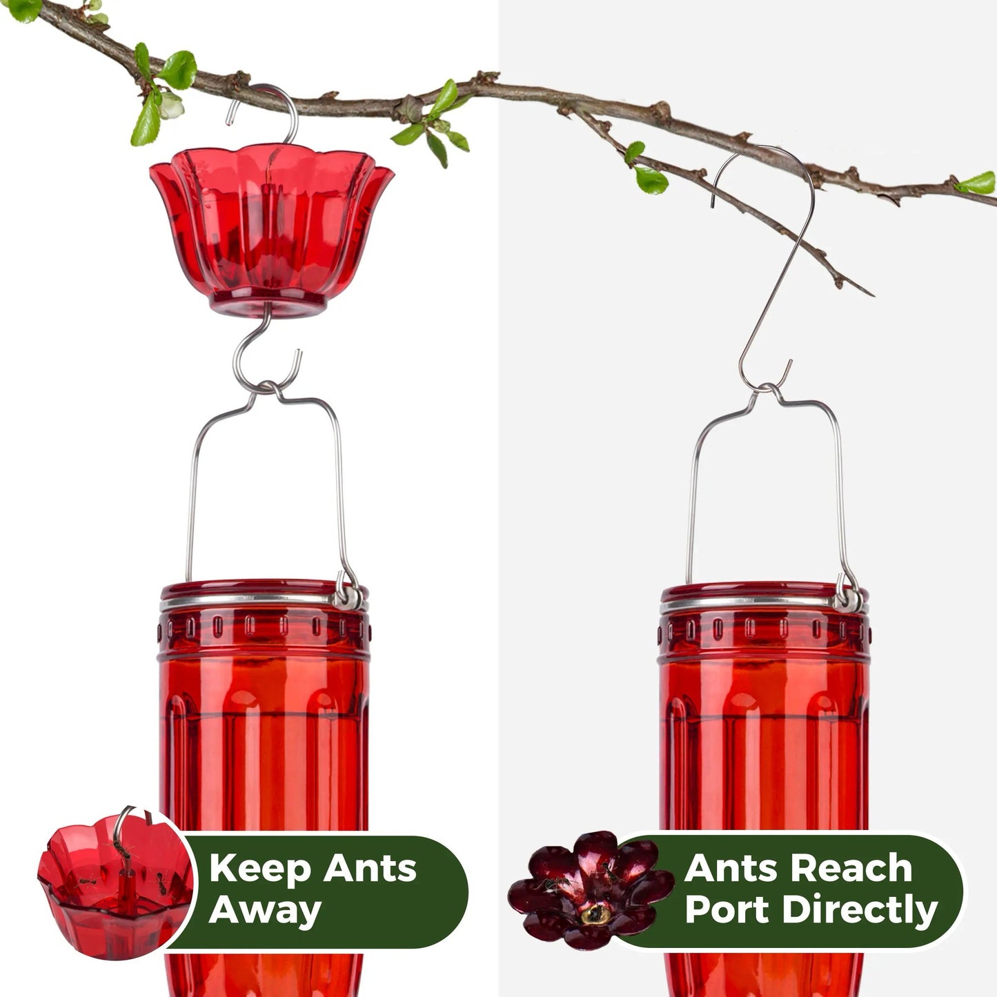 Hummingbird Season 2026 Hand-Blown Glass Feeder Leak-Proof Bee Guard-Hummingbird Feeders